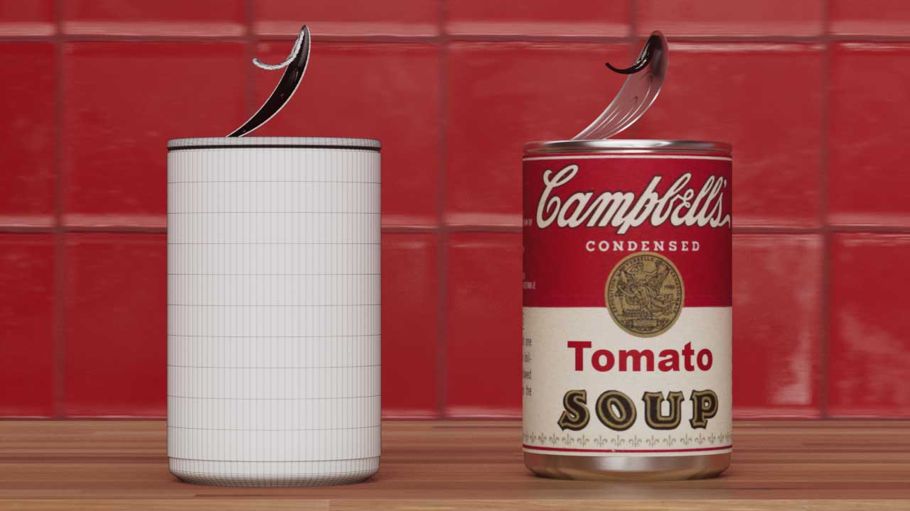 A Campbell's Soup Can created in 3d